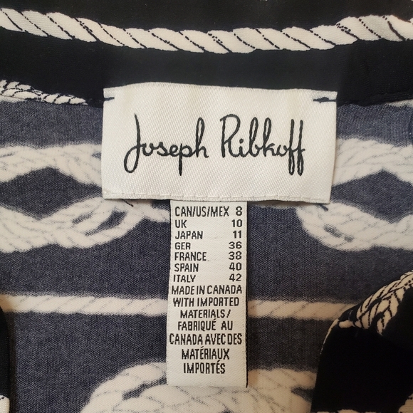 Joseph Ribkoff Black/Navy? and White Rope Pattern Blouse. 8 - Picture 3 of 8